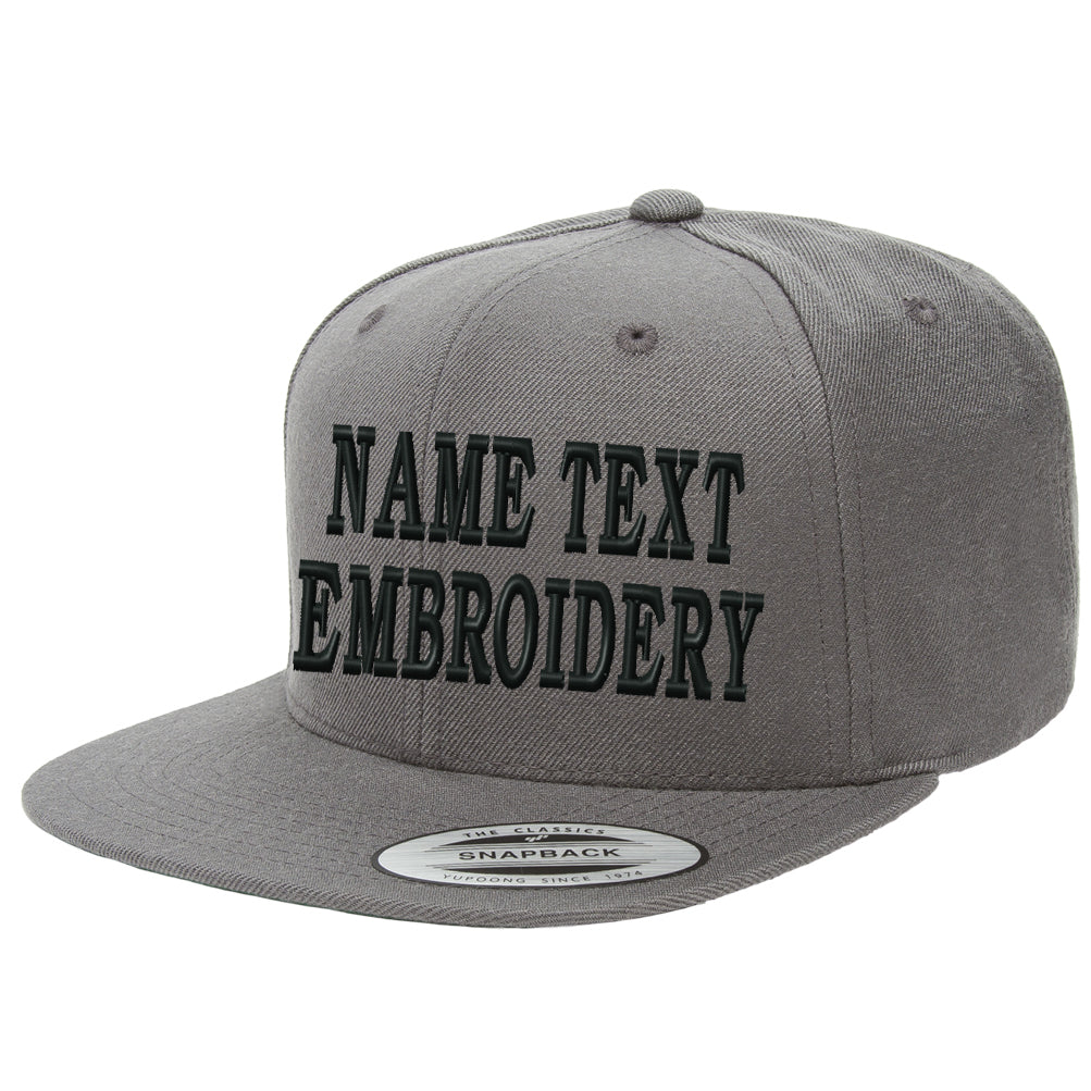Custom Embroidery Snapback Hats Flat Bill Yupoong 6089 Embroidered Cap Dark Grey