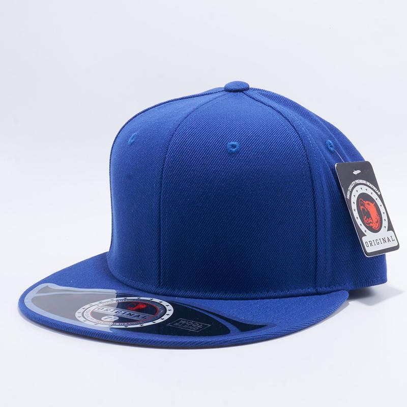 Blue Premium Wool Blend Roud Visor Men Women Size Baseball Cap Fitted Hat