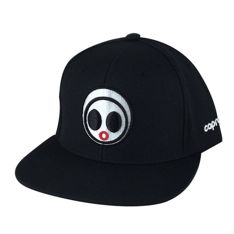 Classic Caprobot Face Logo Baseball Hat Snapback Cap - Black White
