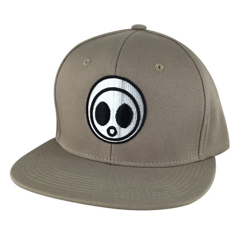 Classic Caprobot Face Logo Baseball Hat Snapback Cap - Khaki White Black