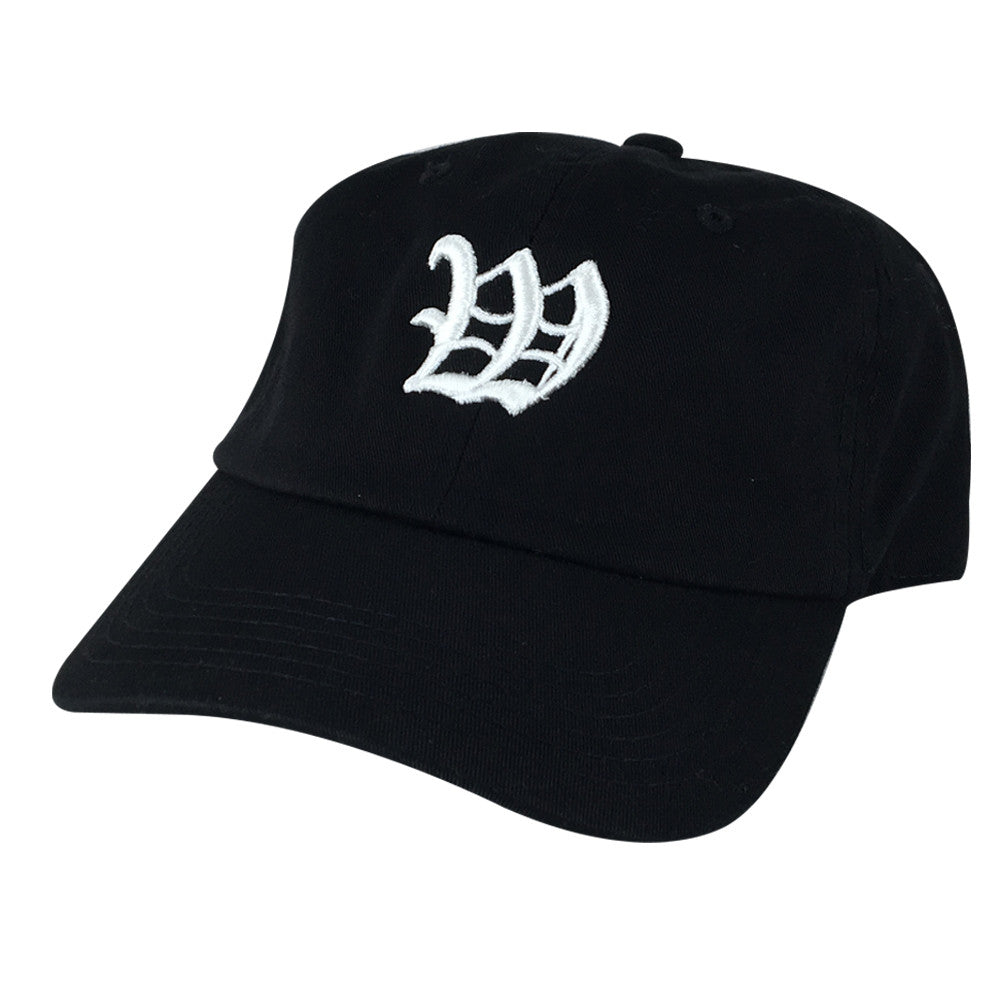 DIY 3D Old English A-Z Letter Custom Embroidery Unstructured Dad Hats White / H / Black