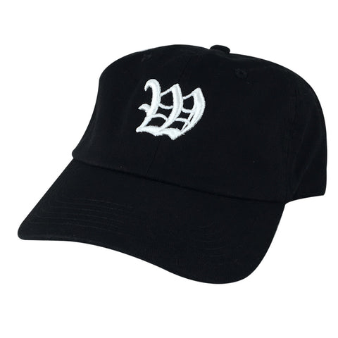 DIY Old English A-Z Letter Custom 3D Embroidery Unstructured Baseball Hat Dad Cap - Black Cotton