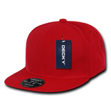 Men Women Round Flat Bill Structured Red Blank Baseball Cap Plain Fitted Hat