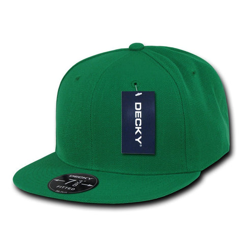 Men Women Round Flat Bill Structured Green Blank Baseball Cap Plain Fitted Hat