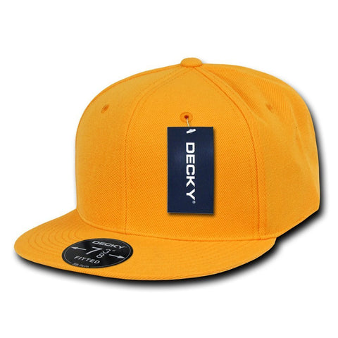 Men Women Round Flat Bill Structured Gold Blank Baseball Cap Plain Fitted Hat