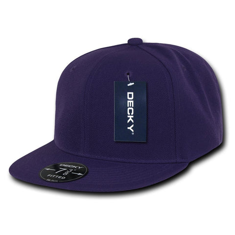 Men Women Round Flat Bill Structured Purple Blank Baseball Cap Plain Fitted Hat