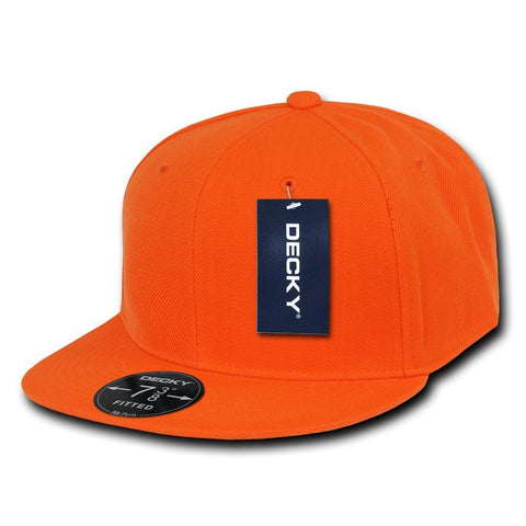 Men Women Round Flat Bill Structured Orange Blank Baseball Cap Plain Fitted Hat