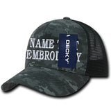 Custom Embroidered Camo Trucker Hat Personalized Embroidery Cotton Mesh Snapback Cap