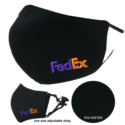Fedex Face Cover Mask Adult Black 3-Layers Polyester Adjustable