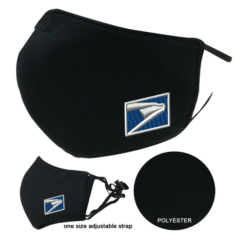 US Post Services Face Cover Mask Adult Black 3-Layers Polyester Adjustable