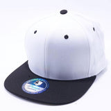Black/Grey/White 2Tone Semi Square Flat Bill Cotton Plain Baseball Cap Blank Snapback Hat
