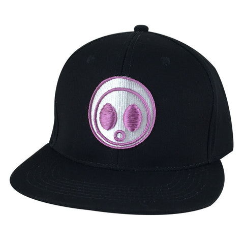 Classic Caprobot Face Logo Baseball Hat Snapback Cap - Black White Purple