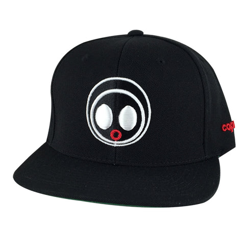 Classic Caprobot Face Logo Baseball Hat Snapback Cap - Black Black White