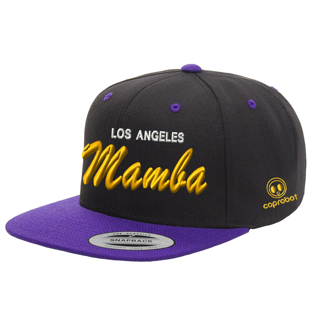 Los Angeles Mamba Snapback Hat Custom Embroidered 3D Baseball Cap los-angeles-mamba-snapback-hat-custom-embroidered-3d-baseball-cap