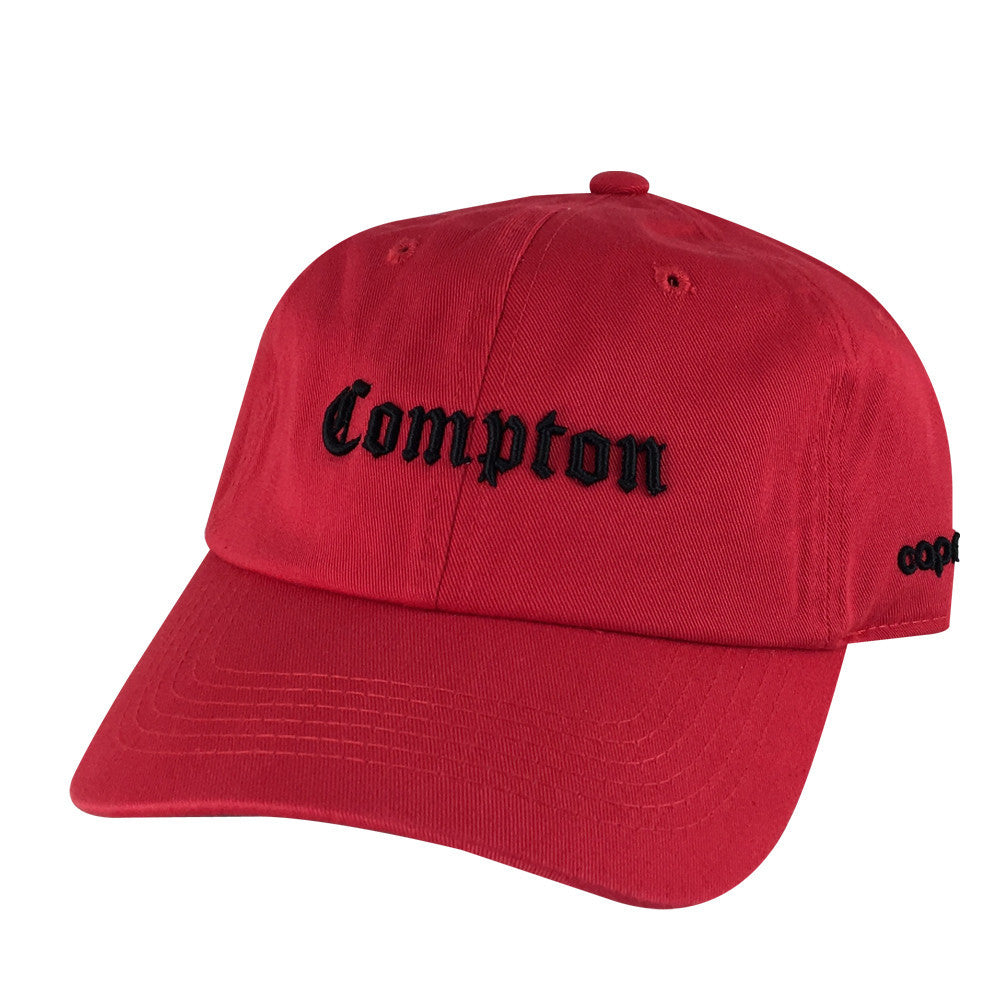 Retro NWA 3D Compton Old English Hat Dad Cap - Red Black – CapRobot.com